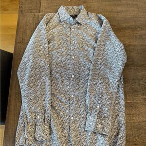 Nine West Slim Fit Dress Shirt 16-16.5 36/37 black and white floral